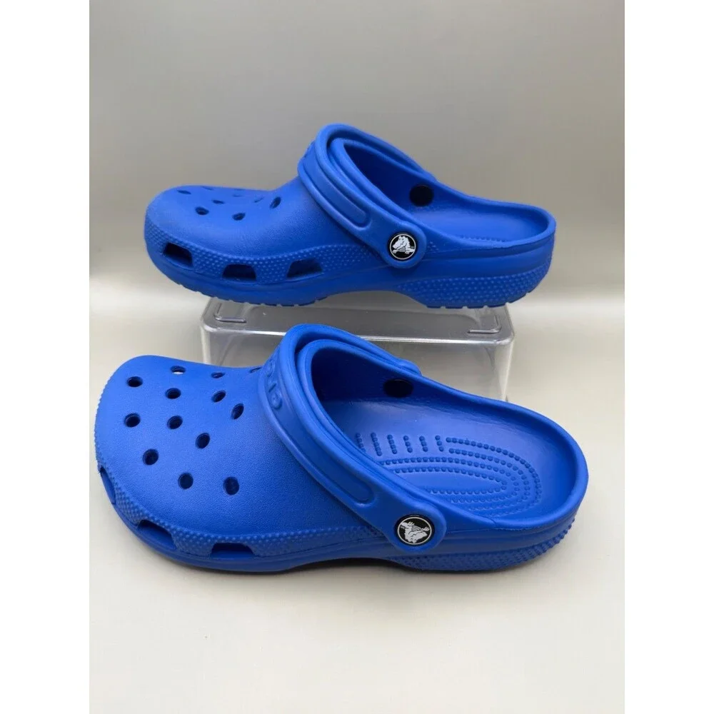 Crocs Classic Clog Unisex Kids J 4 Blue Slip-On Water-Friendly Sandals
